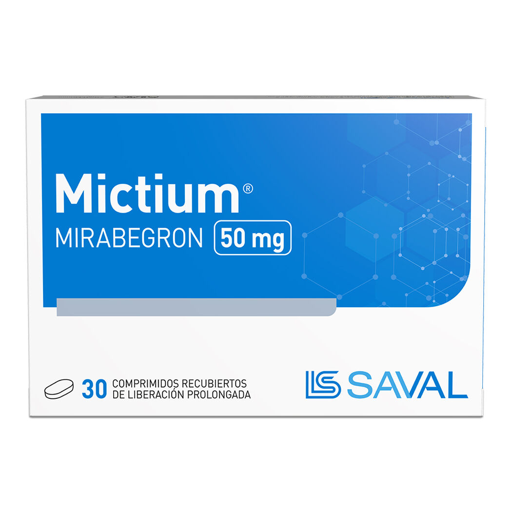 Mictium Mirabegron 50 mg 30 Comprimidos Recubiertos de Liberaci&oacute;n Prolongada, , large image number 0