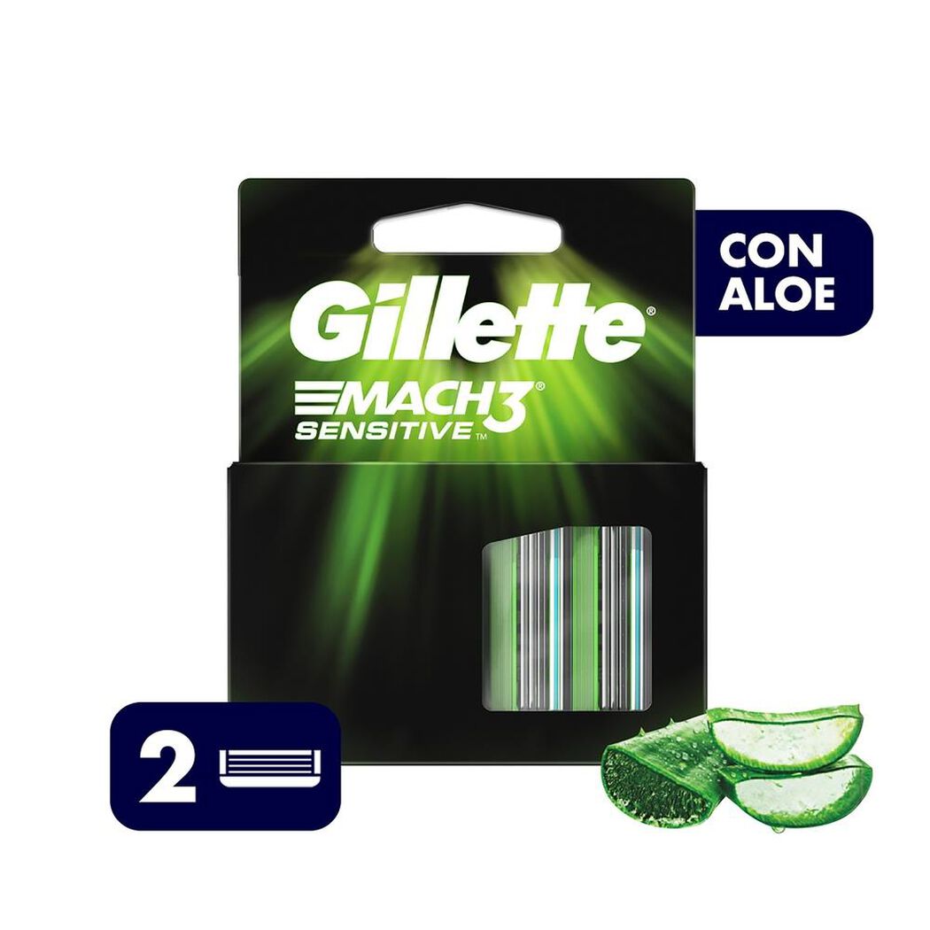 Repuesto Máquina de Afeitar Gillette Mach3 Sensitive 2 un, , large image number 0