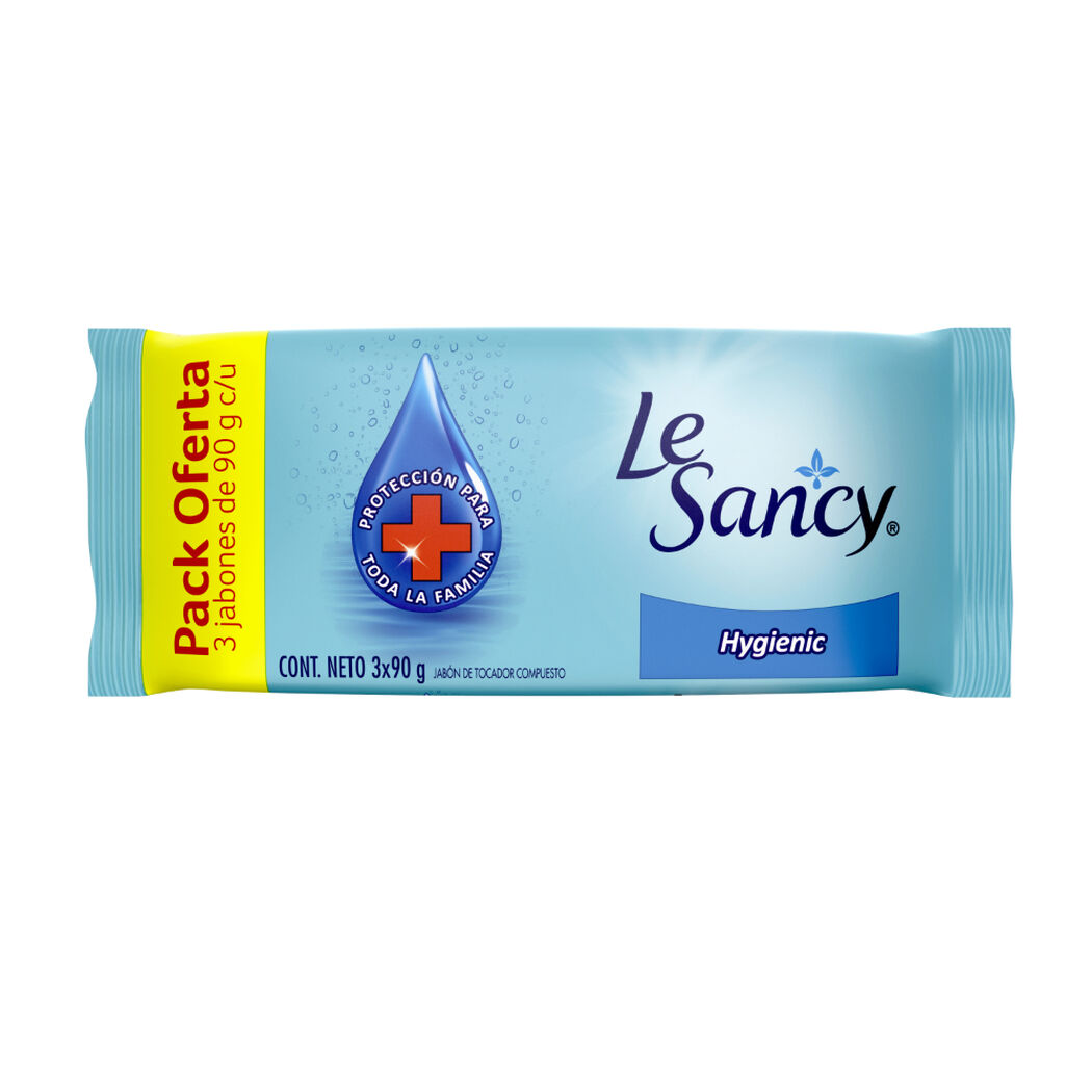 Le Sancy Jabón barra Hygienic 3unid. de 90gr, , large image number 1