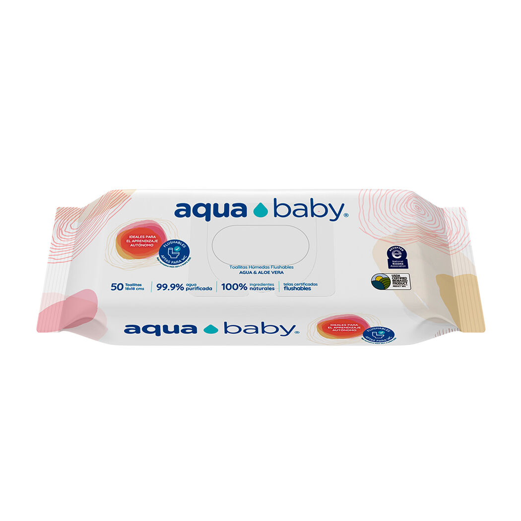 Toallitas H&uacute;medas Aqua Baby Flushables 50 un, , large image number 0