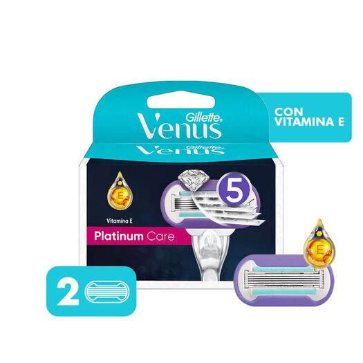 Repuestos Maquina De Afeitar Gillette Venus Platinum Care Con 5 Hojas Y Vitamina E, 2 Uns , , large image number 0