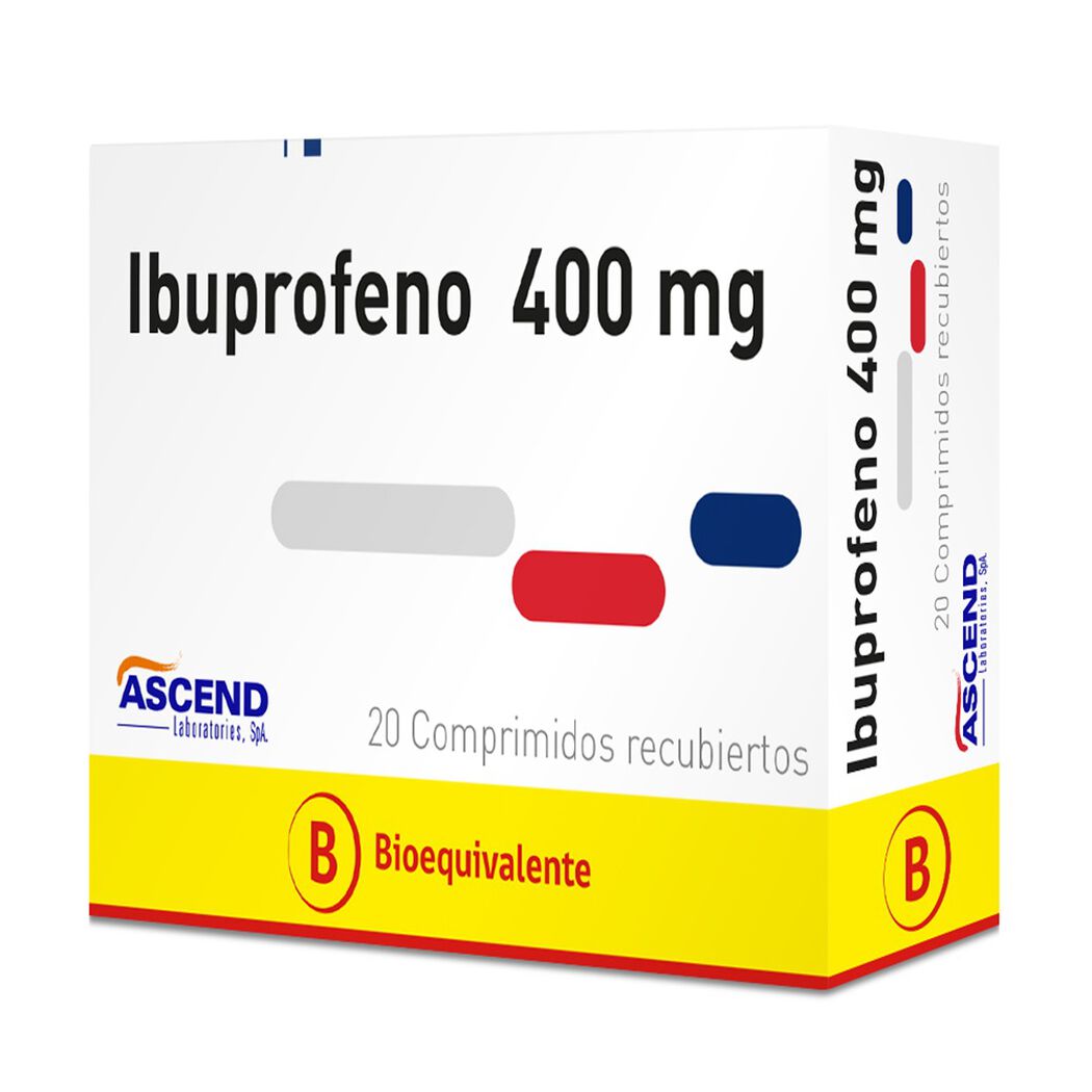 Ibuprofeno 400 mg x 20 Comprimidos Recubiertos ASCEND, , large image number 0
