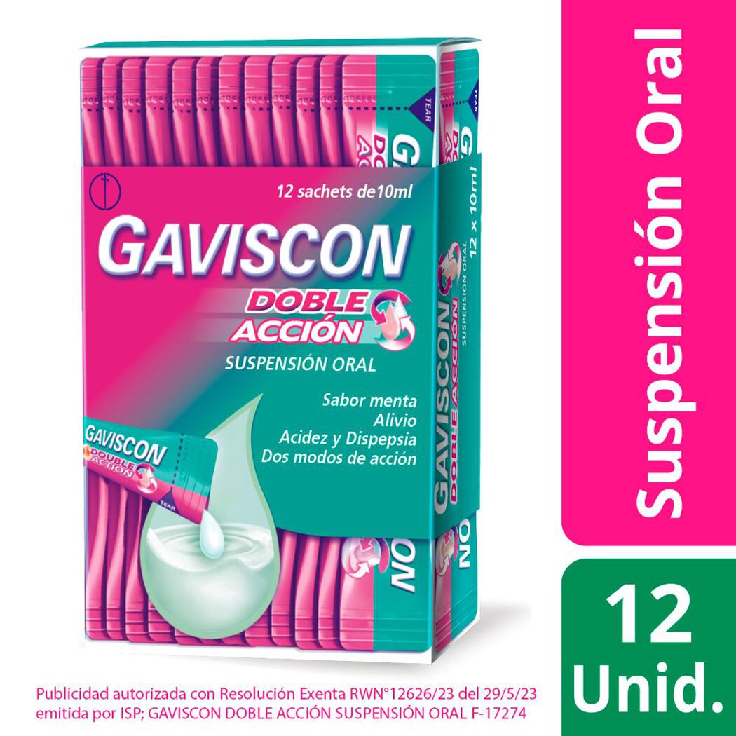 Gaviscon Suspensión Oral Sachet Doble Acción 10 ml x 12, , large image number 0