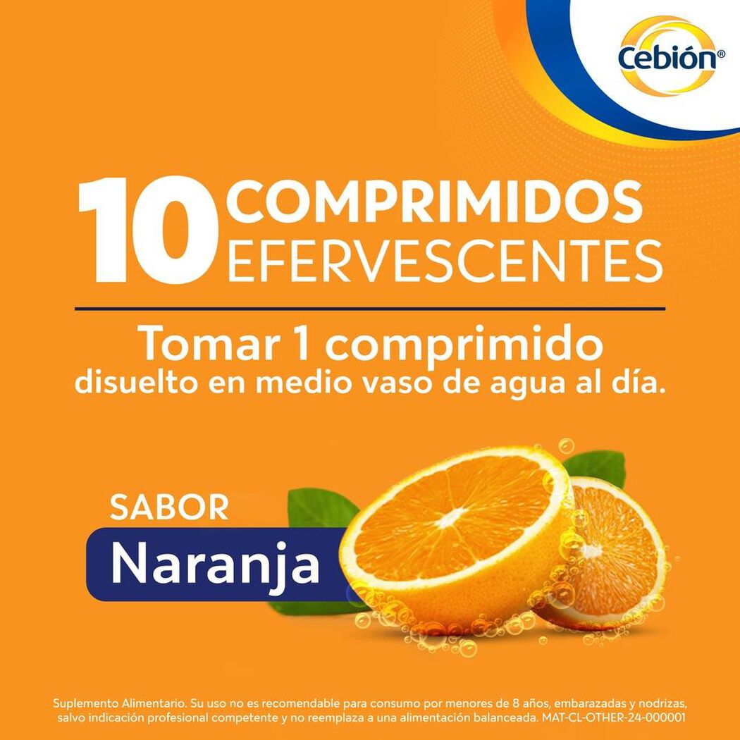 Cebión Vitamina C sabor Naranja x10 Comprimidos Efervescentes, , large image number 4
