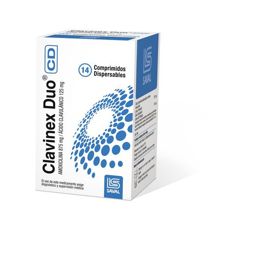 Clavinex Duo CD 875 mg/125 mg x 14 Comprimidos Dispersables, , large image number 0