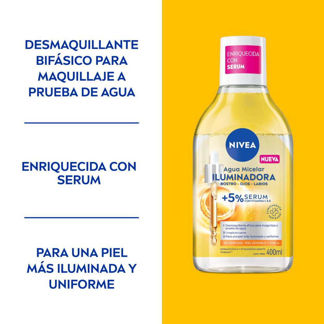 NIVEA Agua Micelar Bifásica Iluminadora 400ml, , large image number 1