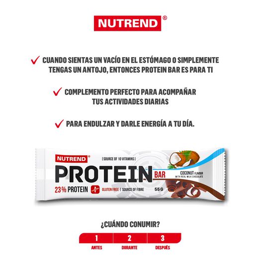 Nutrend Protein Bar Coconut x 55 g Barra, , large image number 2