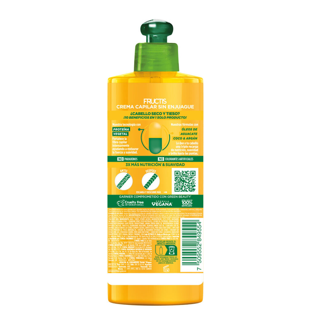 Crema de Peinar Fructis Recarga Nutritiva 300 mL, , large image number 3