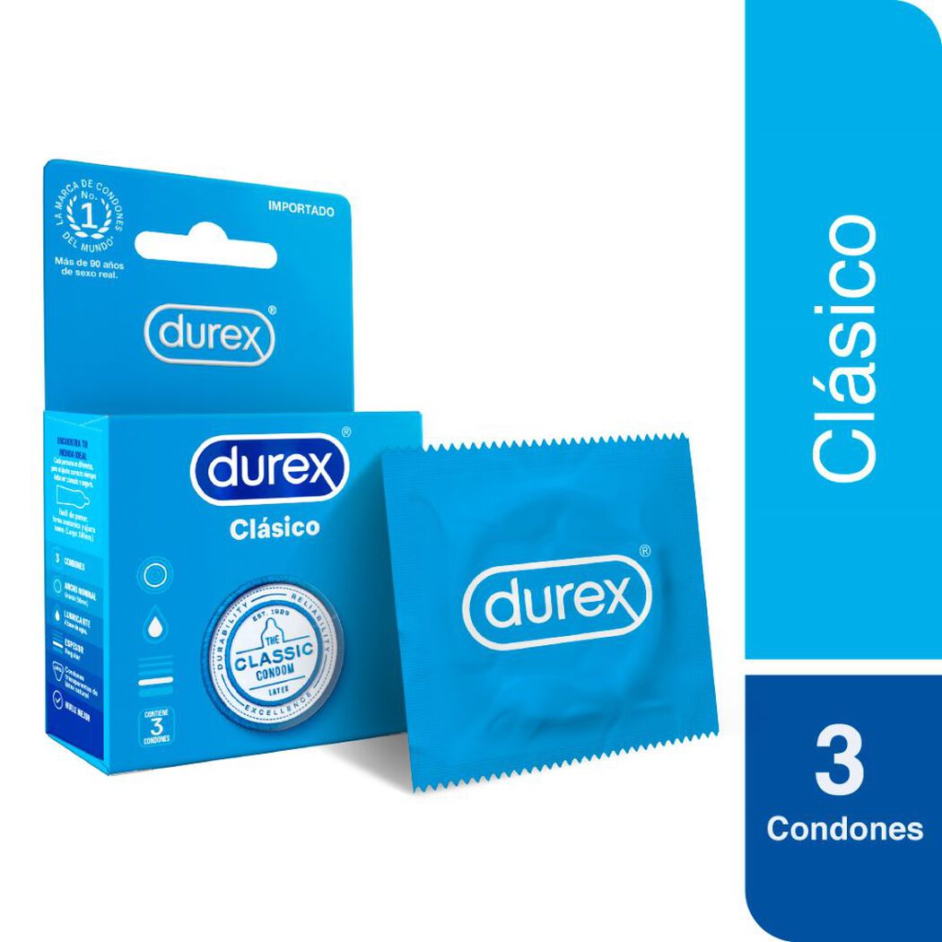 Durex Condones Clásico 3 unidades, , large image number 0