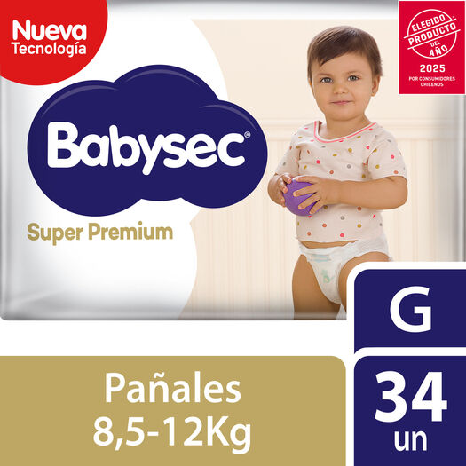 Pañal babysec super premium Grande 34 Unidades, , large image number 0