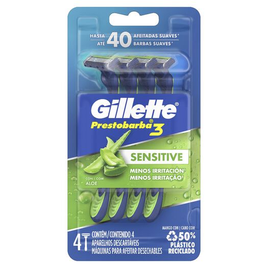 Máquina de Afeitar Gillette Prestobarba 3 Sensitive 4 un, , large image number 4