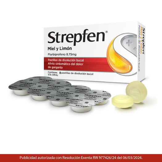 Strepfen Miel y Limón x8 Pastillas de Disolución Bucal Flurbiprofeno 8,75 mg , , large image number 2