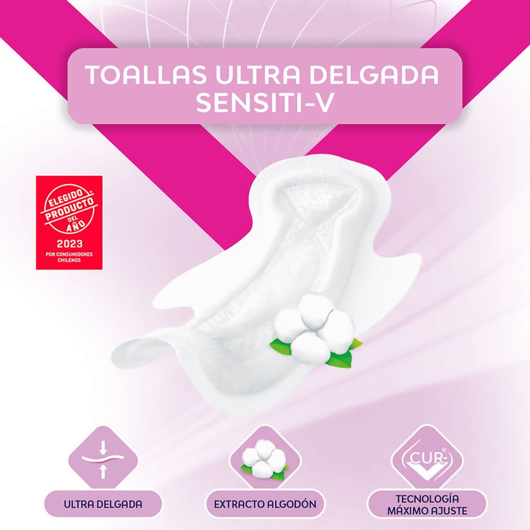 Nosotras Toalla Higi&eacute;nica Sensiti-V Ultra Invisible Suave x 8 Unidades, , large image number 2