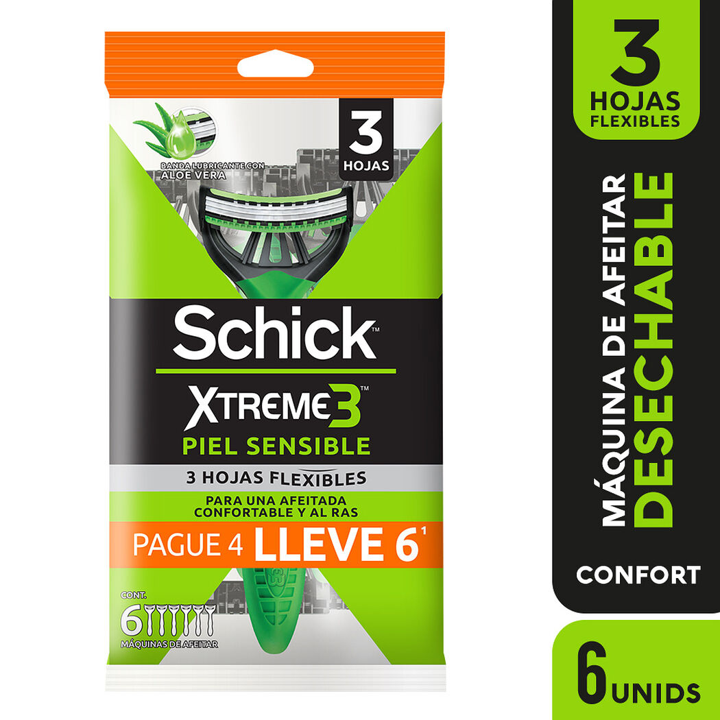 Maquina de Afeitar Schick Xtreme 3 Piel Sensible 6 un, , large image number 0