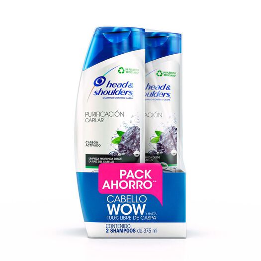 Head & Shoulders Pack Shampoo Charcoal Purificación Capilar 375 mL x 1 Pack, , large image number 0