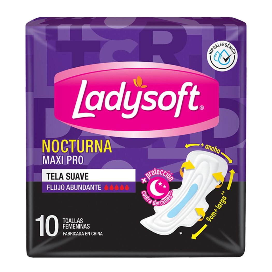 Toalla Higi&eacute;nica Ladysoft Nocturna Normal 10 Un, , large image number 1