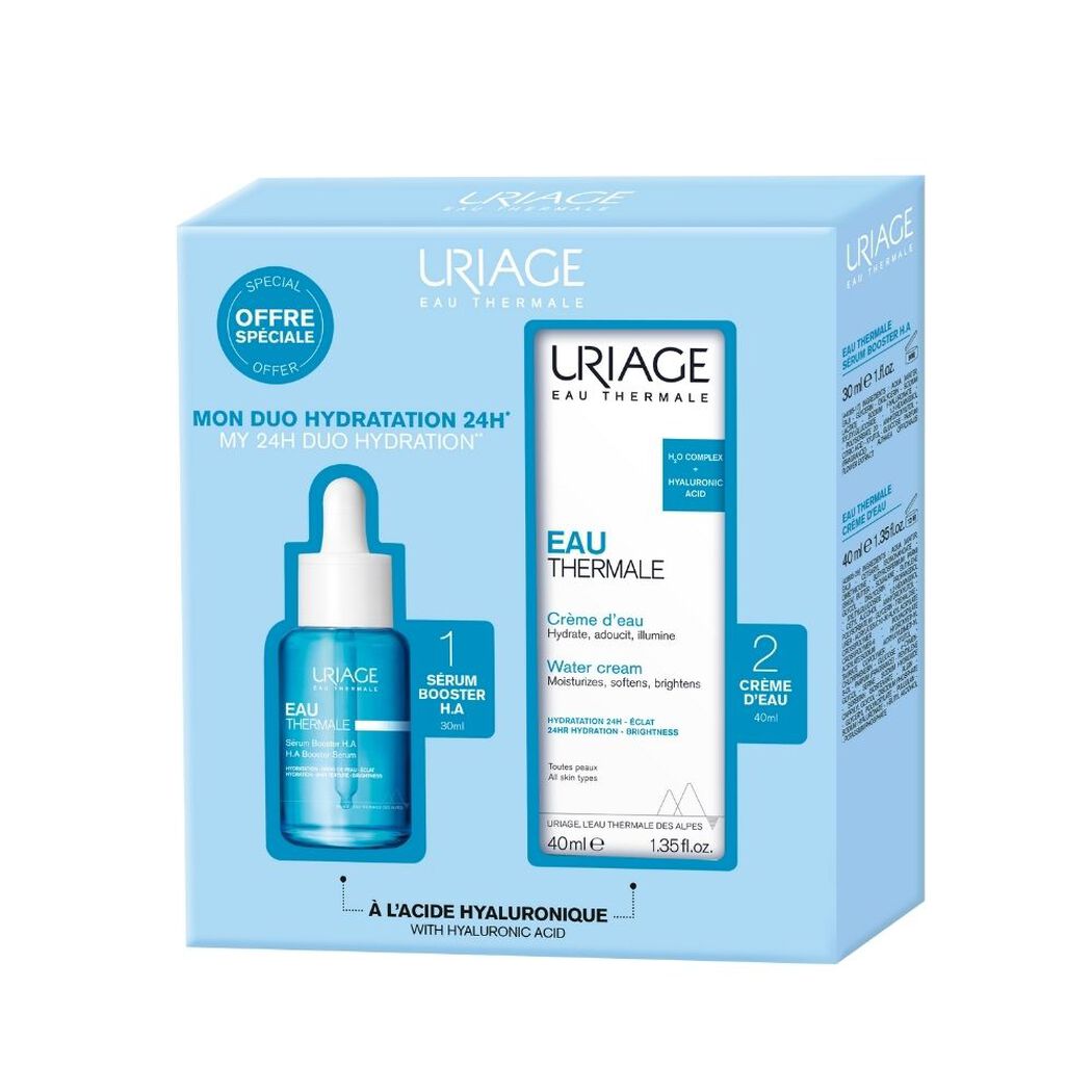 Set Uriage Eau Thermale D&uacute;o Hidrataci&oacute;n 24H S&eacute;rum Booster HA 30 mL + Crema de Agua 40 mL, , large image number 0