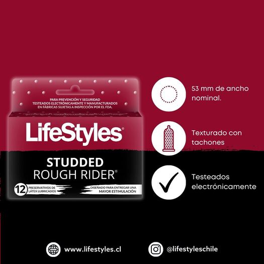 Lifestyles Studded Rough Rider x 12 Unidades, , large image number 1