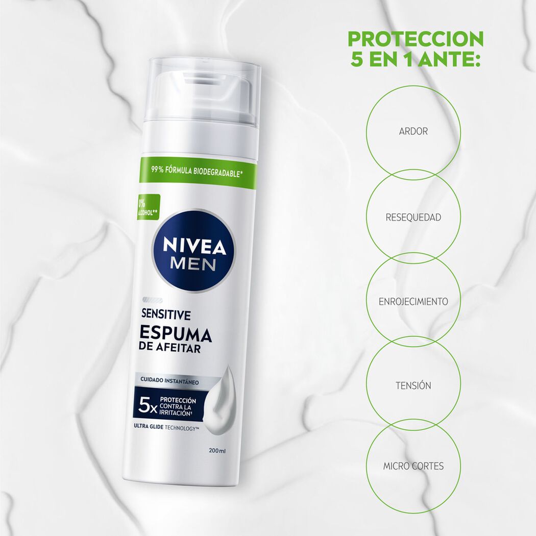 Espuma de Afeitar Nivea For Men Sensitive 200 mL, , large image number 1