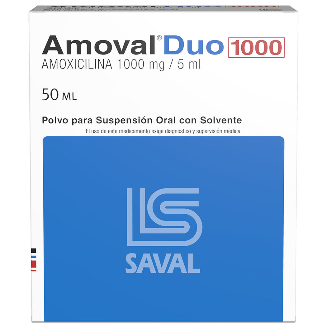 Amoval Duo 1000 mg/5 mL x 50 mL Polvo Para Suspensión Oral Con Solvente, , large image number 0
