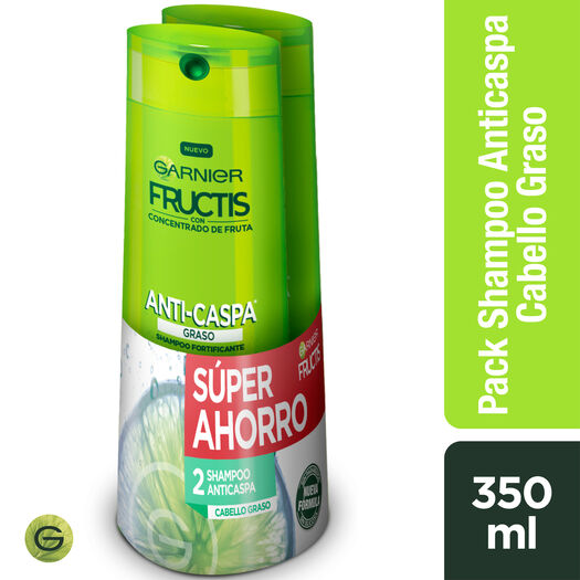 Fructis Pack Shampoo Anticaspa Cabello Graso 350 mL x 1 Pack, , large image number 0
