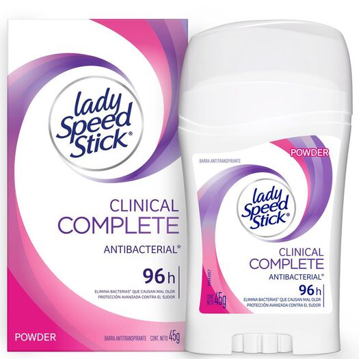 Lady Speed Stick Desodorante Barra Clinical Complete Protection Powder x 45 g, , large image number 1