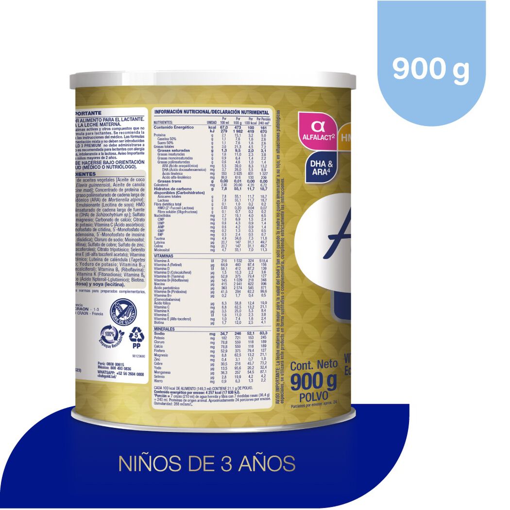 F&oacute;rmula Infantil Progress Alula Gold 900 g, , large image number 3