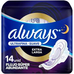 Toalla Higiénica Always Ultrafina Nocturna Suave Extra Larga 14 un