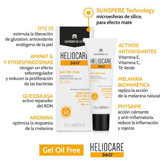 Heliocare 360 Oil Free FPS 50 + x 50 mL Gel Topico, , large image number 4