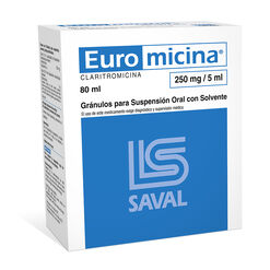 Euromicina 250 mg/5 ml x 80 ml Granulos para Suspension Oral con Solvente