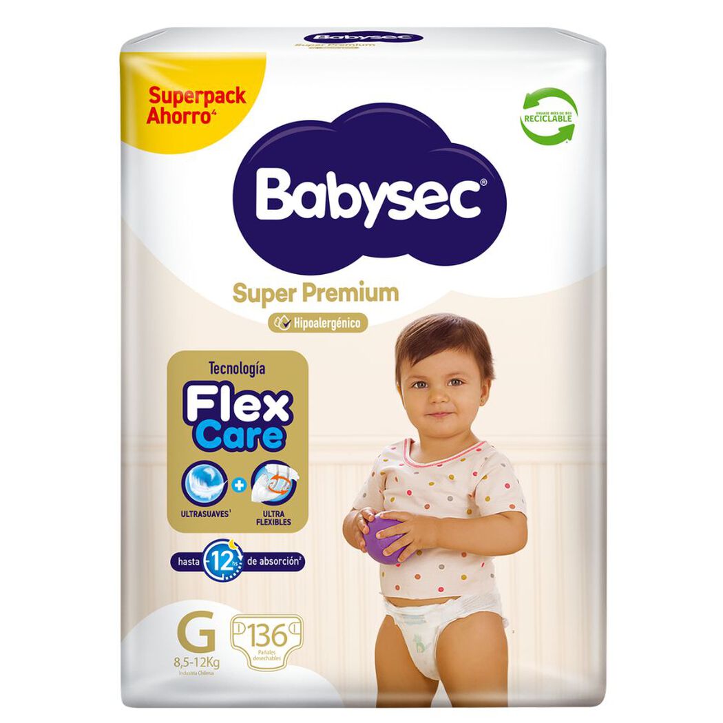 Pa&ntilde;ales Babysec Super Premium G 136 un, , large image number 1
