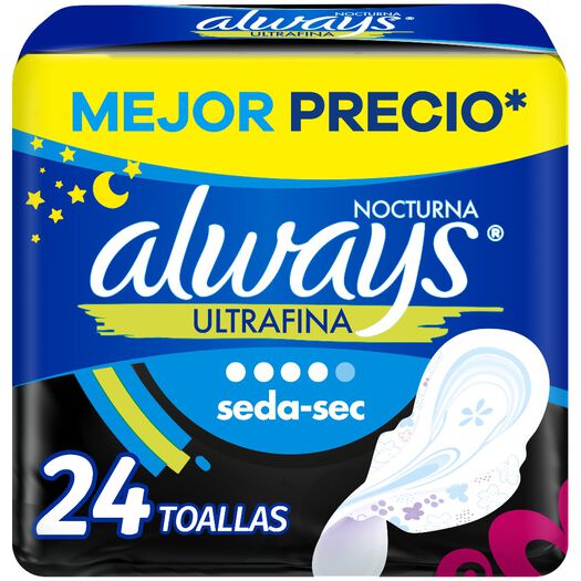 Toallas Nocturnas Always Ultrafina Seda-sec 24 Uds, , large image number 0