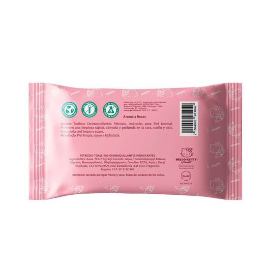 Toallitas Desmaquillantes Biodegradable Rosas Hello Kitty, , large image number 1