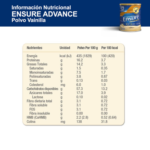 Ensure Advance Vainilla x 850 g Polvo, , large image number 1