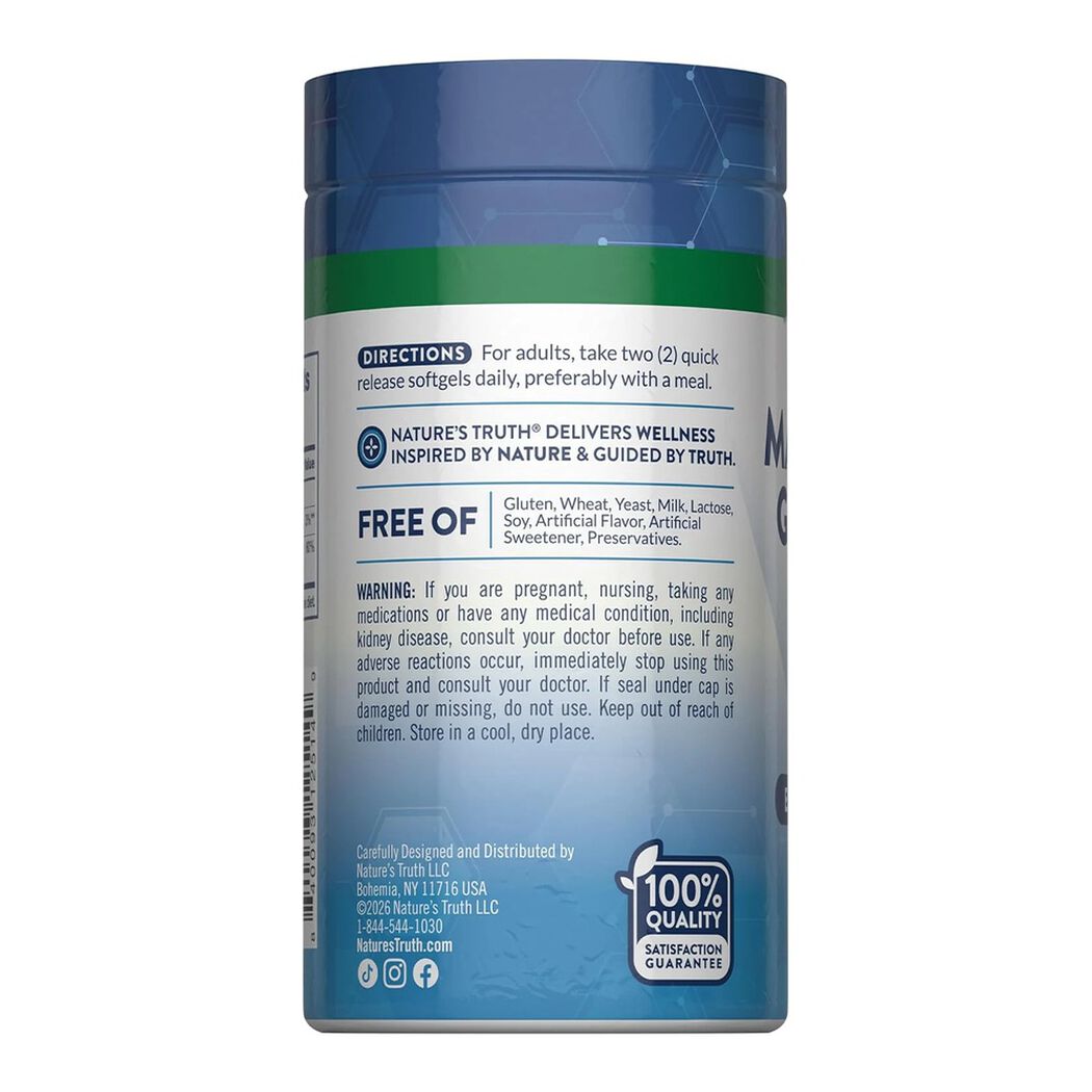 Magnesio Glicinato 250 mg Nature's Truth x 60 Softgels, , large image number 1