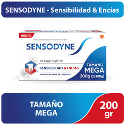 Sensodyne Sensibilidad & Encías Crema Dental para Dientes Sensibles, Tamaño Mega, 2x100g