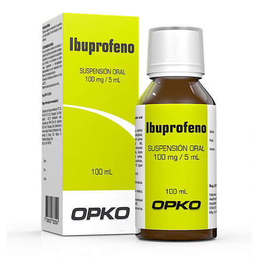Ibuprofeno 100 mg/5 mL x 100 mL Suspensión Oral OPKO CHILE S.A., , large image number 0