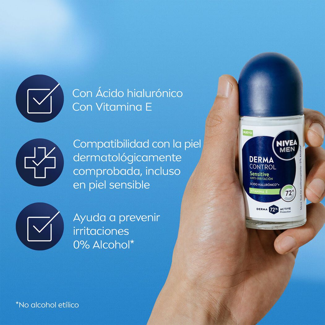 Desodorante Nivea Roll On Men Sensitive 50 mL, , large image number 2