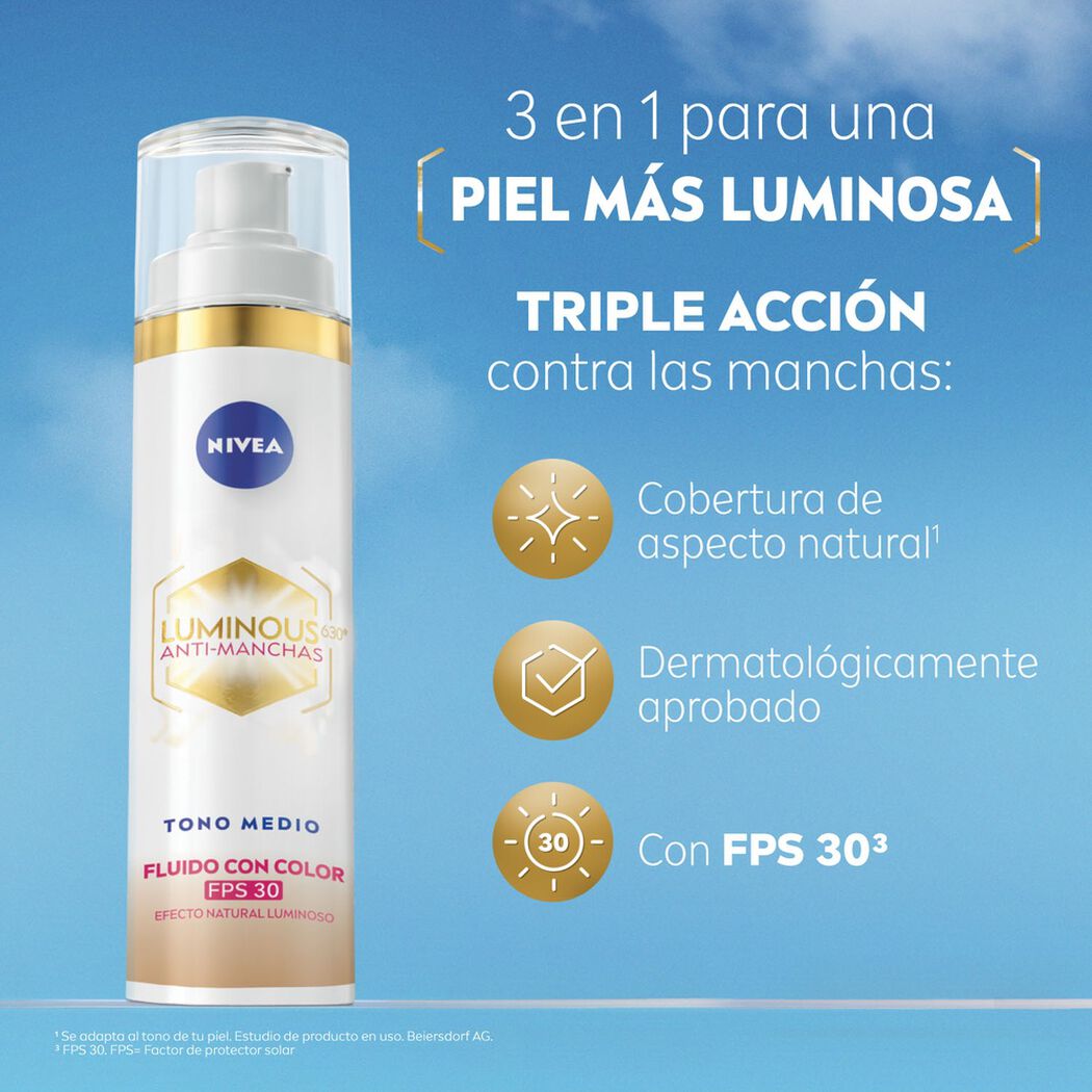 Fluido Facial Nivea Luminous 630 Tono Medio FPS30 40 ml, , large image number 4