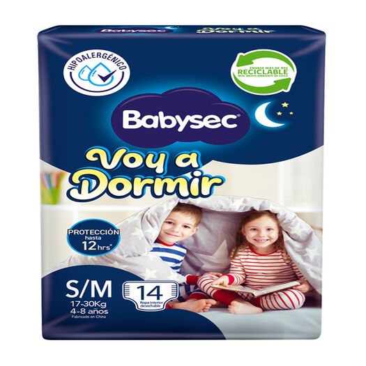 Pañales Babysec Voy A Dormir S/M 14 un, , large image number 1