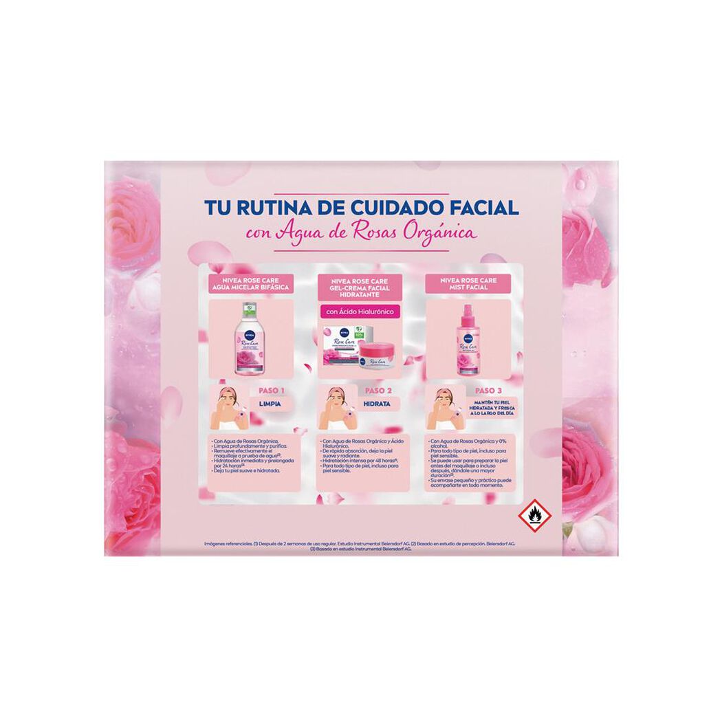 NIVEA Pack Roses Care Agua Micelar 400ml + Crema Día 50ml + Mist 150ml, , large image number 3