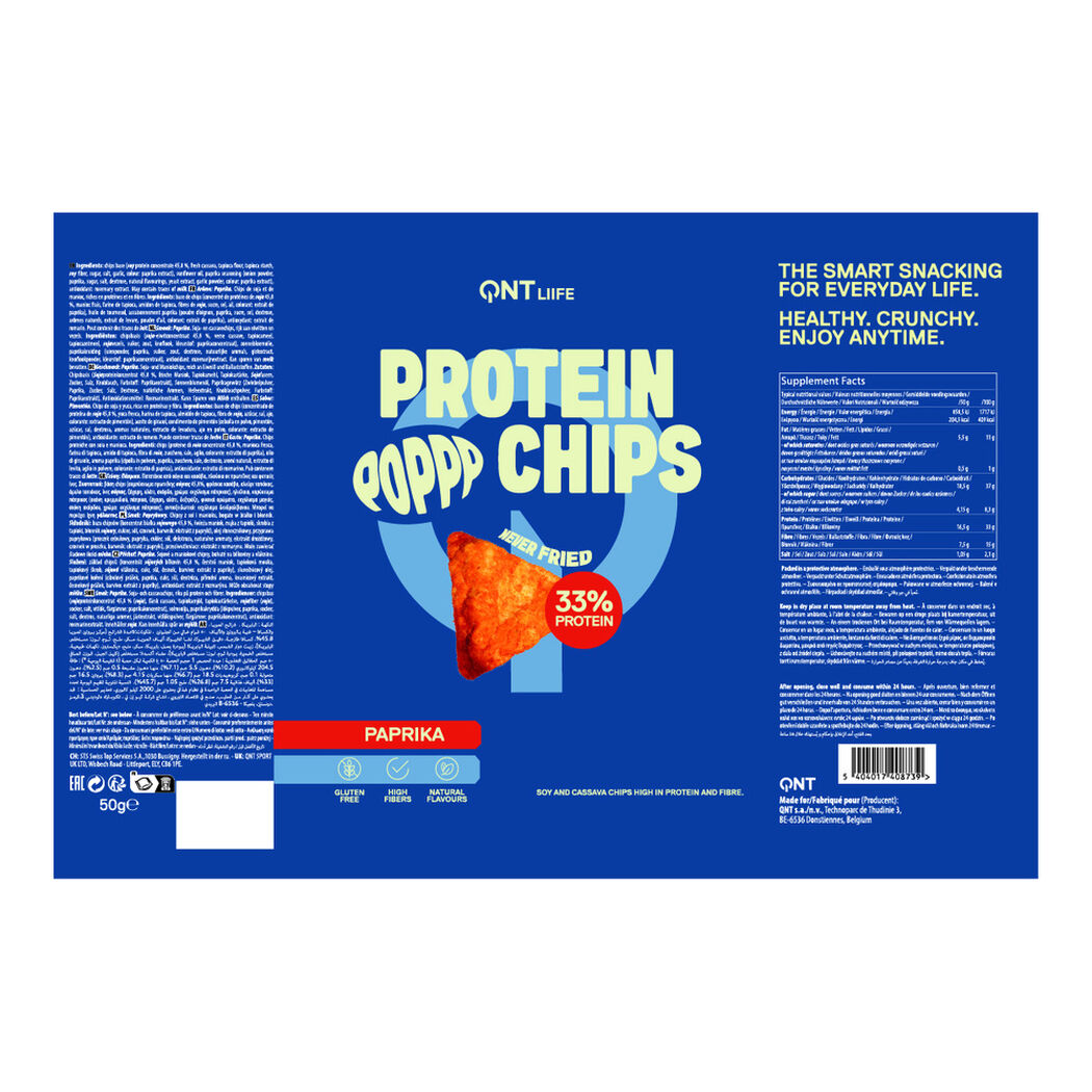 Chips de prote&iacute;na QNT sabor paprika 50 g, , large image number 1