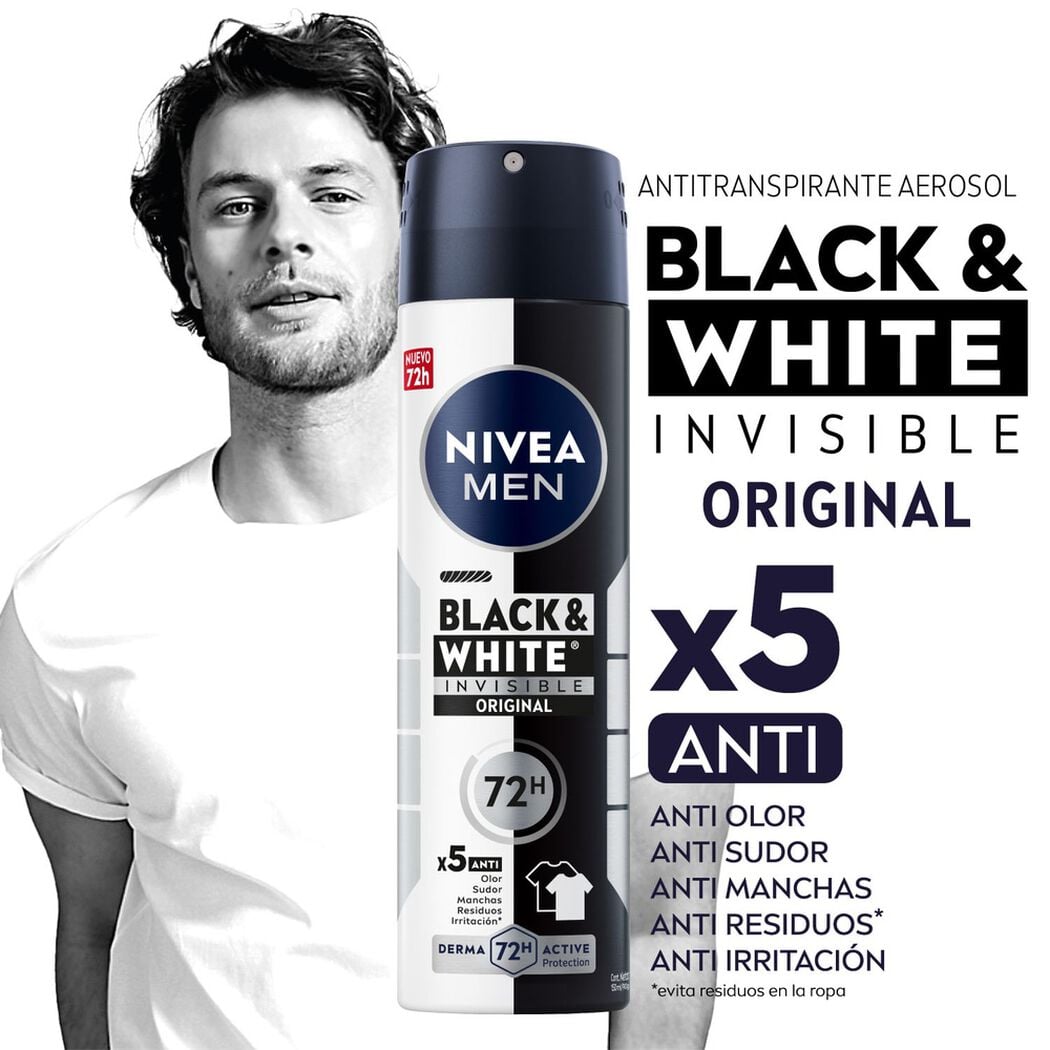 Desodorante en Spray Nivea Men Black & White 150 ml, , large image number 2
