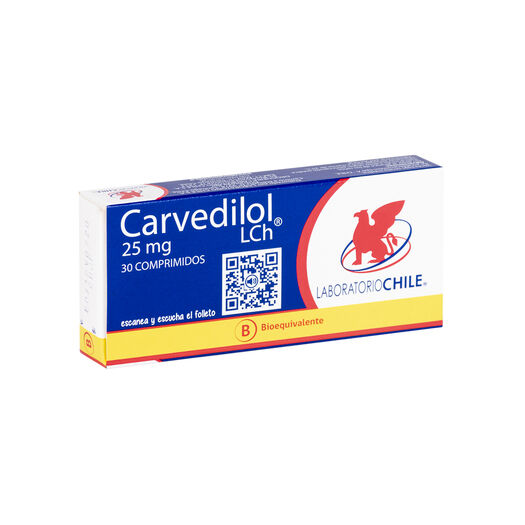 Carvedilol 25 mg x 30 Comprimidos CHILE, , large image number 0