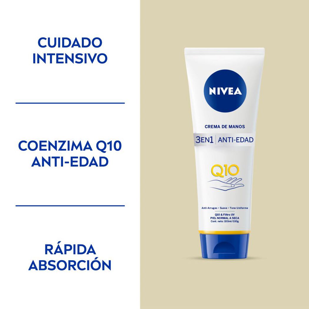 Crema Nivea Manos Antiedad Q10 100 mL, , large image number 1