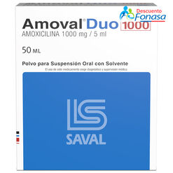 Amoval Duo 1000 mg/5 mL x 50 mL Polvo Para Suspensión Oral Con Solvente