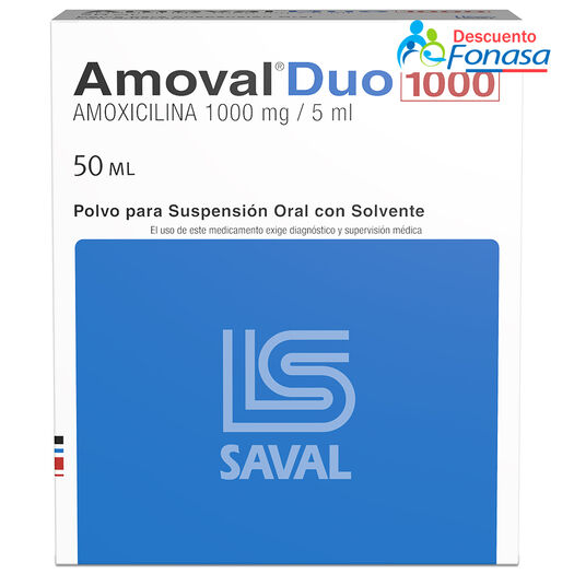Amoval Duo 1000 mg/5 mL x 50 mL Polvo Para Suspensión Oral Con Solvente, , large image number 0