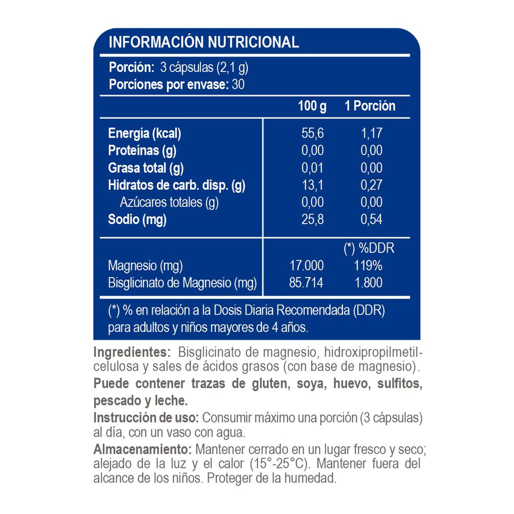 Bisglicinato de magnesio 1800 mg x 90 c&aacute;psulas, , large image number 1