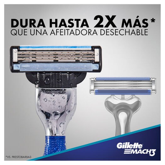 Máquina de Afeitar Gillette Mach3 Aqua Grip + Repuesto 1un, , large image number 1