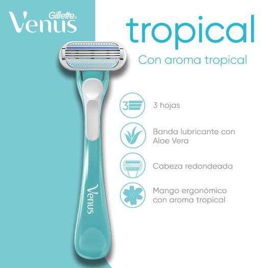 Máquina de Afeitar Mujer Gillette Venus Tropical 3 Hojas 6 Un, , large image number 1